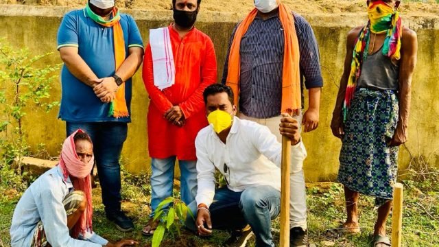 विश्व पर्यावरण दिवस के अवसर पर भाजपा नेताओं ने किया पौधारोपण।